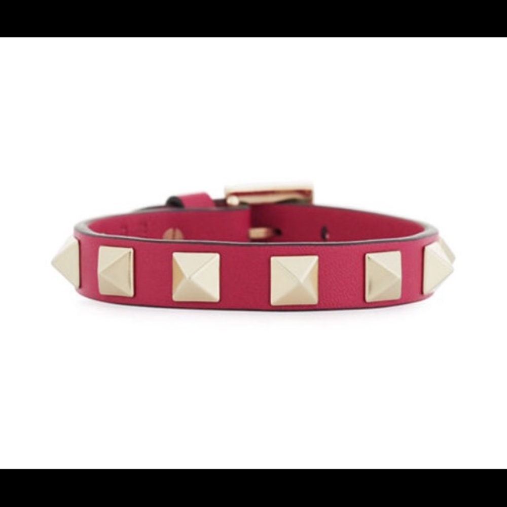 Valentino Garavani Pink Bracelet with Gold Studs